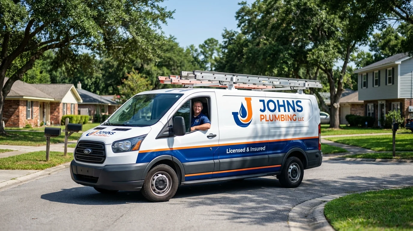 Johns Plumbing LLC service van in Eureka Springs, AR
