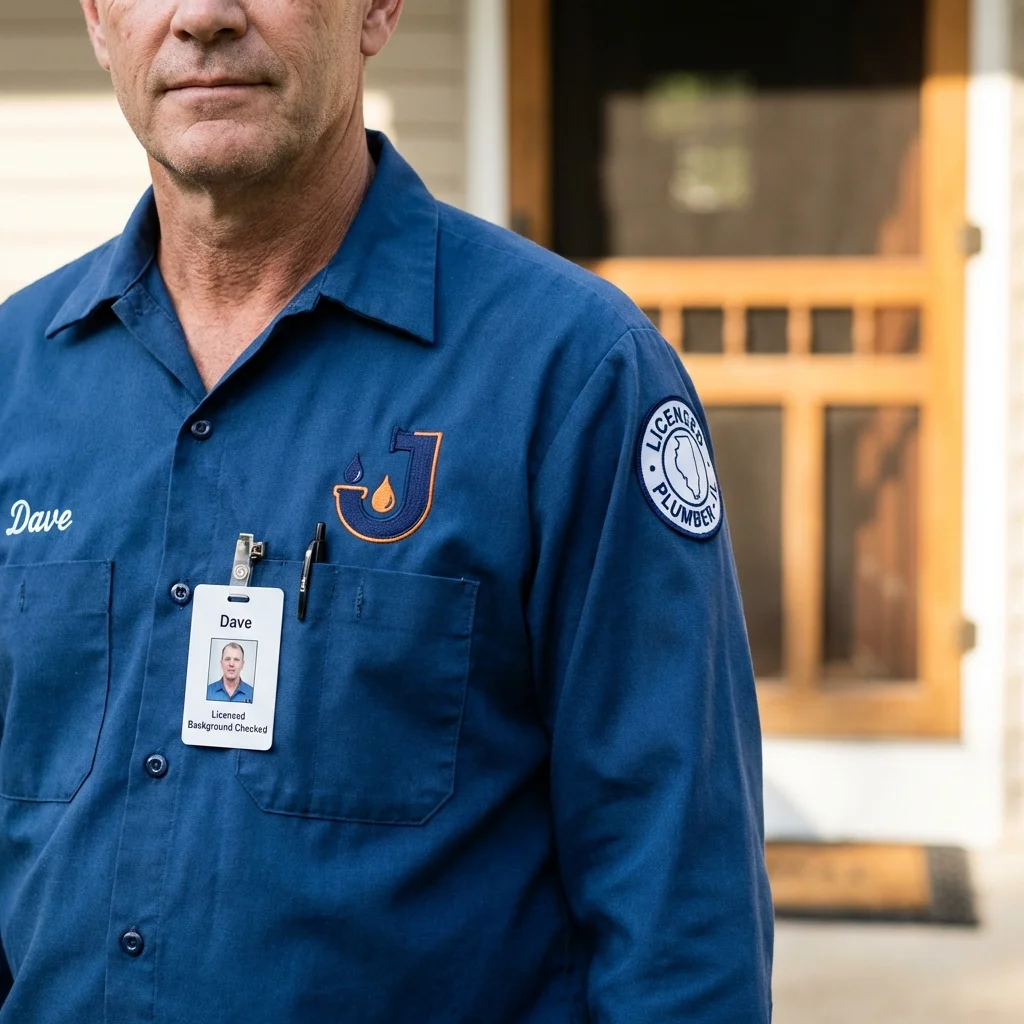 Licensed plumber showing ID badge in Eureka Springs, AR