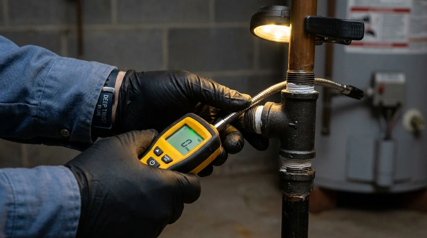 Gas leak detection with electronic sniffer by Johns Plumbing LLC in Eureka Springs