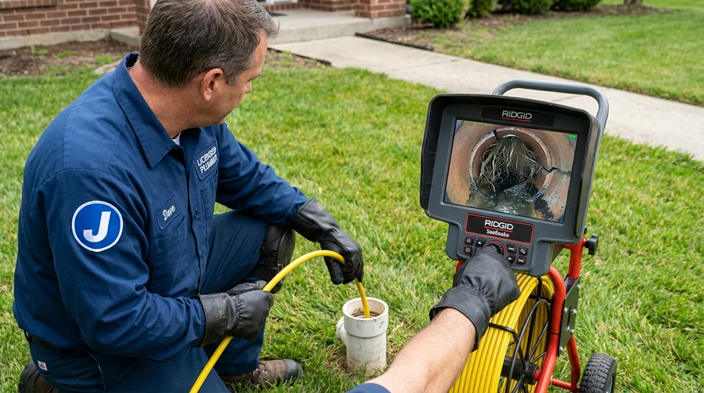 Sewer camera inspection being performed by Johns Plumbing LLC in Eureka Springs