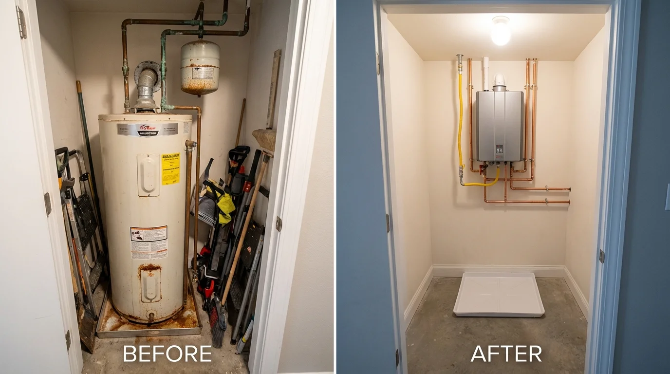 Tank water heater versus wall-mounted tankless unit comparison for Eureka Springs, AR homeowners